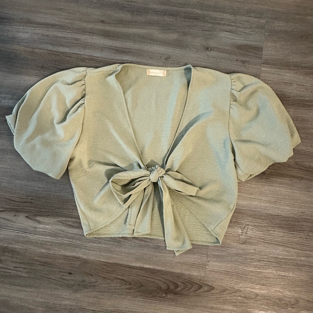 Altar'd State Sage Puff Sleeve Blouse